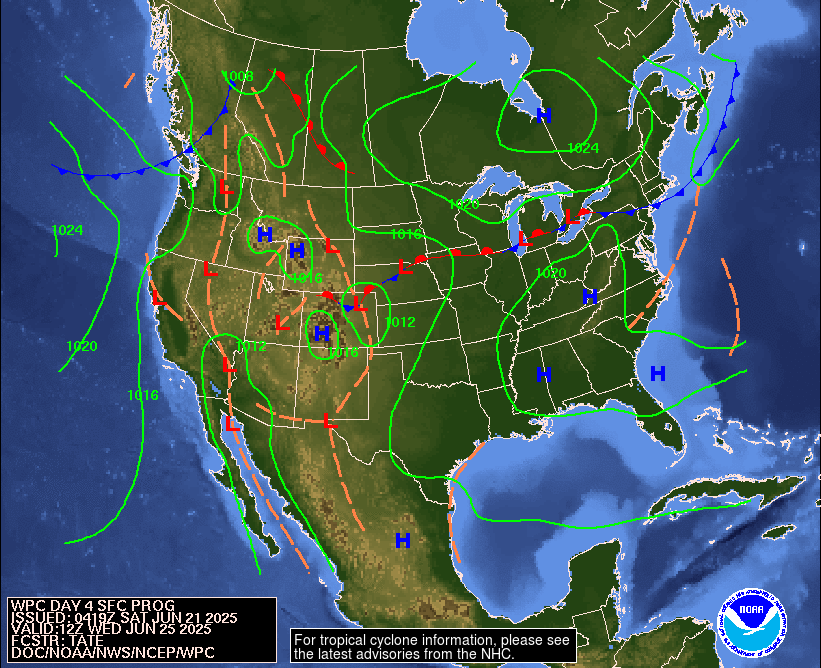 Day 4 (Tuesday): Forecast Surface Map