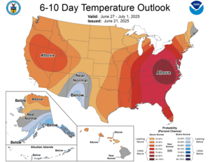 NOAA CPC 6 to 10 Day Temperature Probability Outlook