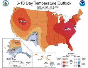 NOAA CPC 6 to 10 Day Temperature Probability Outlook