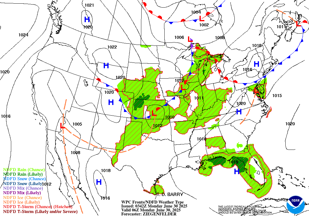 Day 1 (Monday): Forecast Surface Map