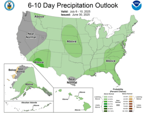 NOAA CPC 6 to 10 Day Precipitation Probability Outlook