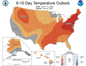 NOAA CPC 6 to 10 Day Temperature Probability Outlook