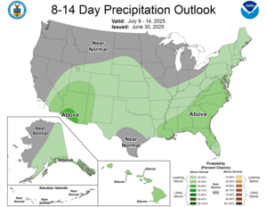 NOAA CPC 8 to 14 Day Precipitation Probability Outlook