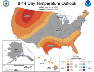 NOAA CPC 8 to 14 Day Temperature Probability Outlook