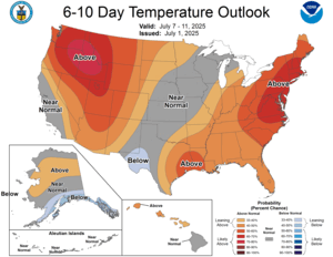 NOAA CPC 6 to 10 Day Temperature Probability Outlook
