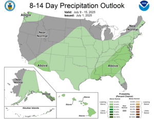 NOAA CPC 8 to 14 Day Precipitation Probability Outlook