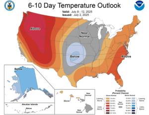 NOAA CPC 6 to 10 Day Temperature Probability Outlook