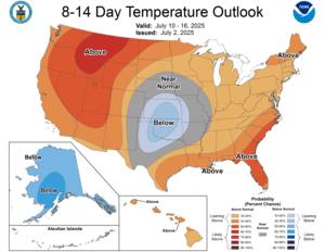 NOAA CPC 8 to 14 Day Temperature Probability Outlook