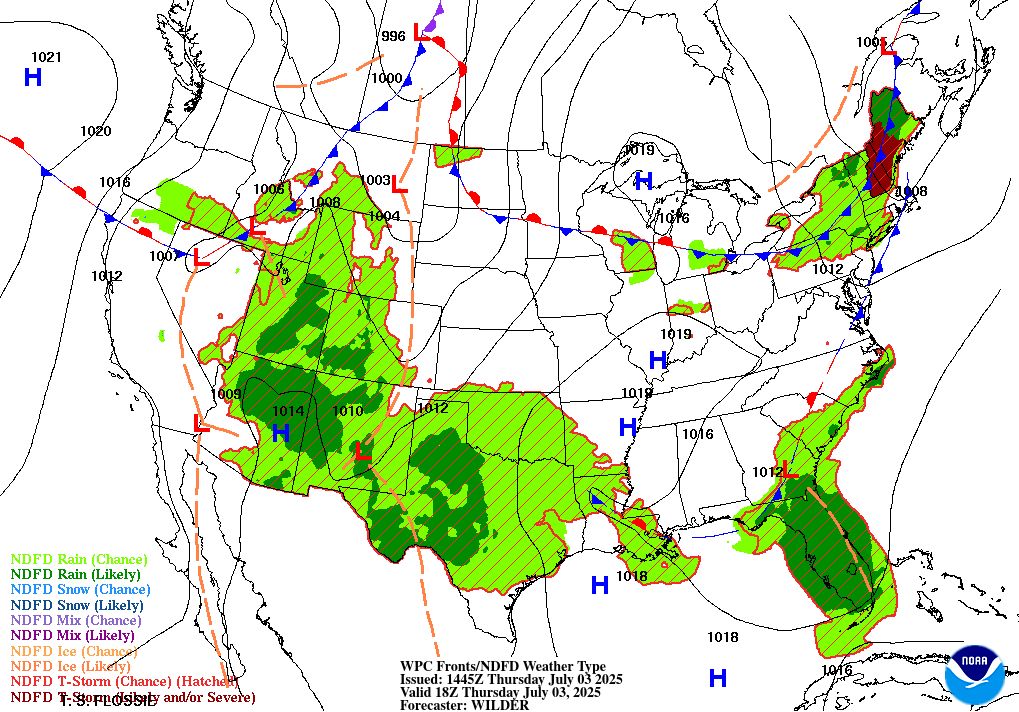 Day 1 (Thursday): Forecast Surface Map