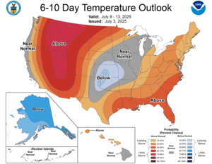 NOAA CPC 6 to 10 Day Temperature Probability Outlook