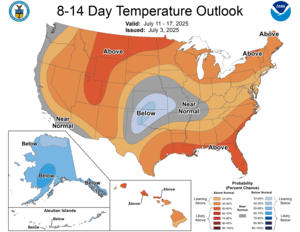 NOAA CPC 8 to 14 Day Temperature Probability Outlook