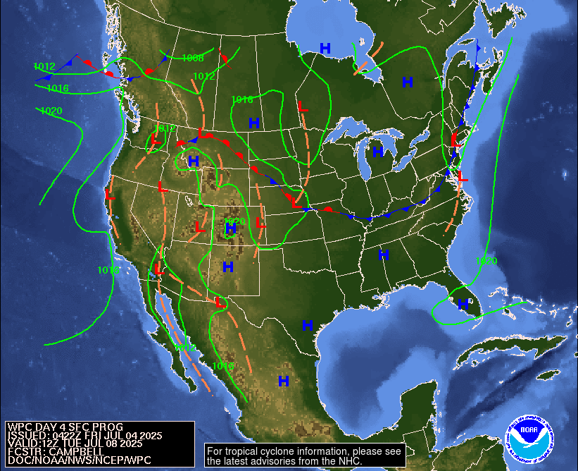 Day 4 (Monday): Forecast Surface Map