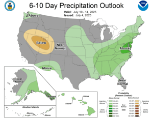NOAA CPC 6 to 10 Day Precipitation Probability Outlook