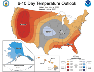 NOAA CPC 6 to 10 Day Temperature Probability Outlook