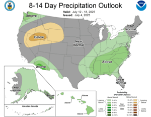 NOAA CPC 8 to 14 Day Precipitation Probability Outlook