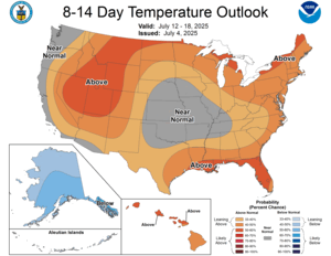 NOAA CPC 8 to 14 Day Temperature Probability Outlook