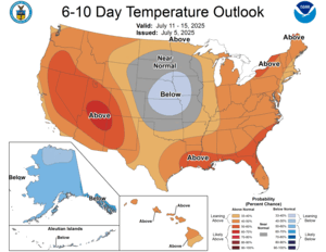 NOAA CPC 6 to 10 Day Temperature Probability Outlook