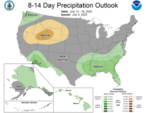 NOAA CPC 8 to 14 Day Precipitation Probability Outlook