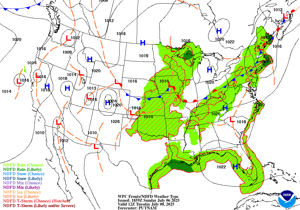Day 3 (Tuesday): Forecast Surface Map