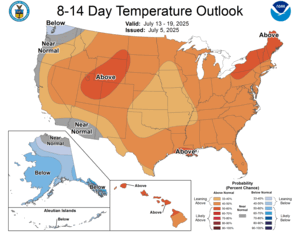 NOAA CPC 8 to 14 Day Temperature Probability Outlook