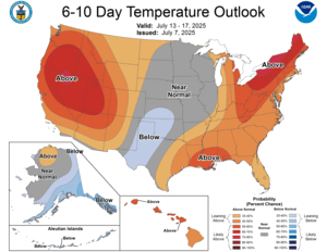 NOAA CPC 6 to 10 Day Temperature Probability Outlook