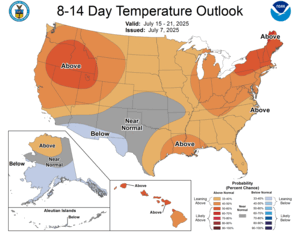 NOAA CPC 8 to 14 Day Temperature Probability Outlook