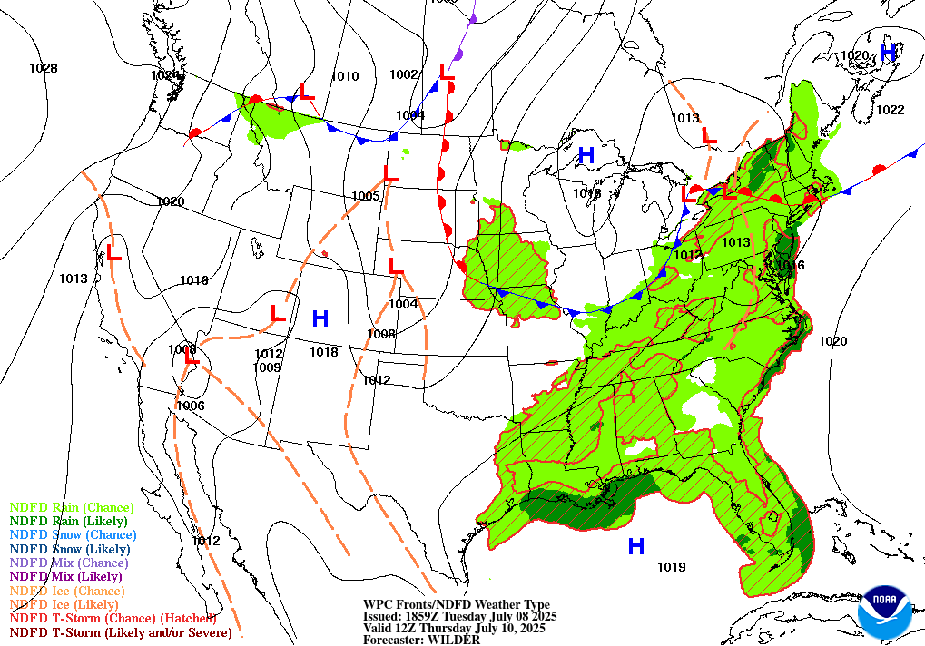 Day 3 (Thursday): Forecast Surface Map