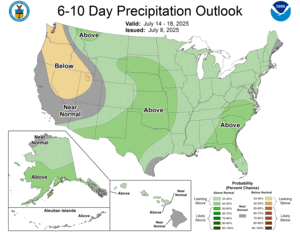 NOAA CPC 6 to 10 Day Precipitation Probability Outlook
