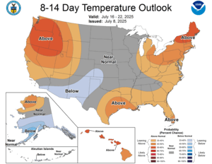 NOAA CPC 8 to 14 Day Temperature Probability Outlook