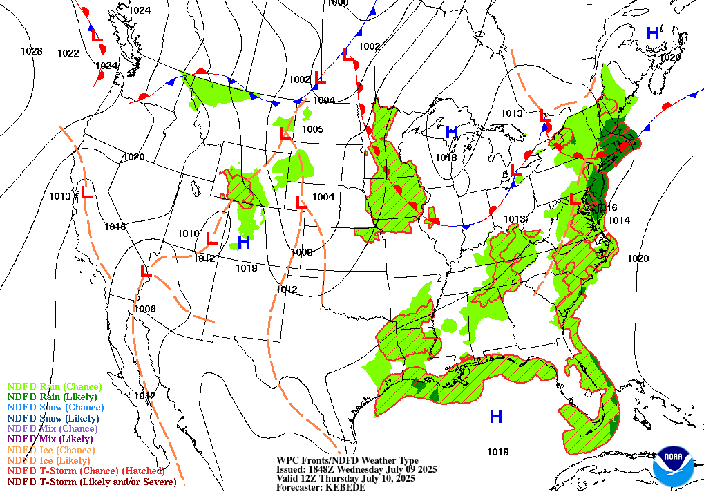 Day 2 (Thursday): Forecast Surface Map