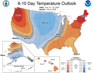 NOAA CPC 6 to 10 Day Temperature Probability Outlook