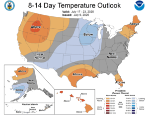 NOAA CPC 8 to 14 Day Temperature Probability Outlook