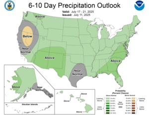 NOAA CPC 6 to 10 Day Precipitation Probability Outlook