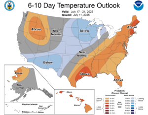 NOAA CPC 6 to 10 Day Temperature Probability Outlook