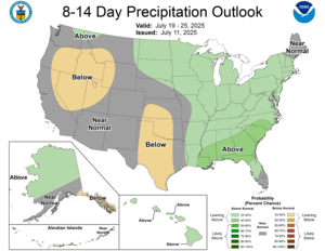 NOAA CPC 8 to 14 Day Precipitation Probability Outlook