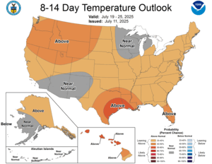 NOAA CPC 8 to 14 Day Temperature Probability Outlook