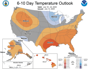 NOAA CPC 6 to 10 Day Temperature Probability Outlook
