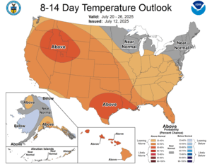NOAA CPC 8 to 14 Day Temperature Probability Outlook