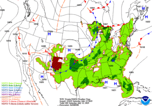 Day 1 (Saturday): Forecast Surface Map