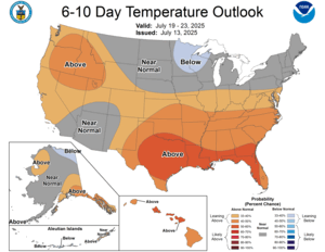 NOAA CPC 6 to 10 Day Temperature Probability Outlook