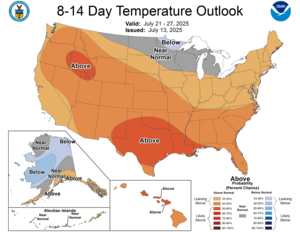 NOAA CPC 8 to 14 Day Temperature Probability Outlook