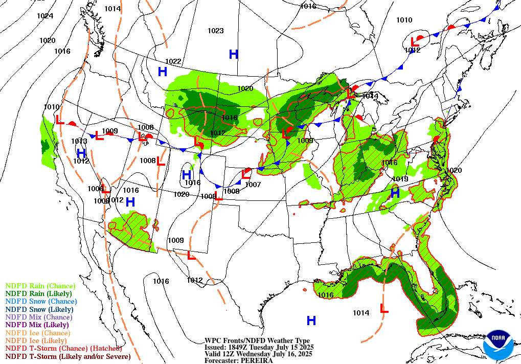 Day 2 (Wednesday): Forecast Surface Map