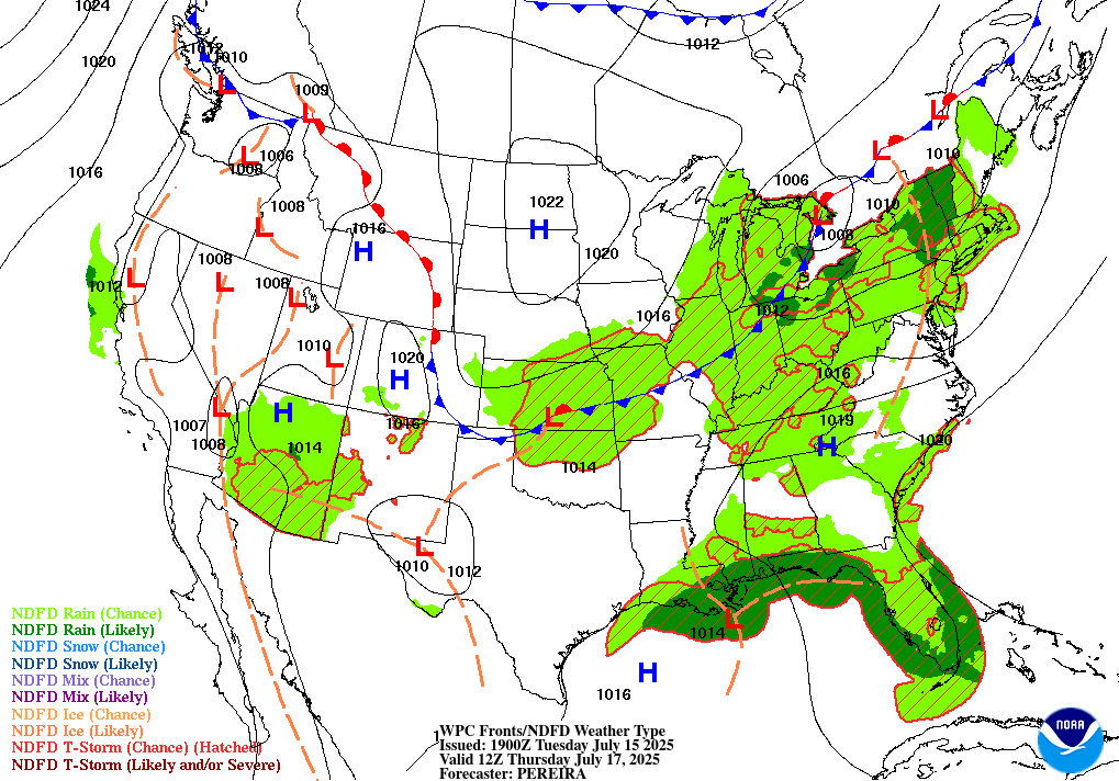 Day 3 (Thursday): Forecast Surface Map