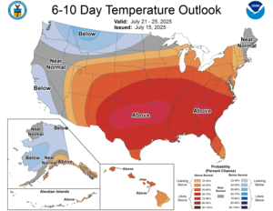 NOAA CPC 6 to 10 Day Temperature Probability Outlook