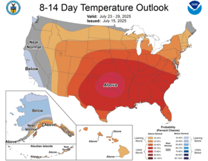 NOAA CPC 8 to 14 Day Temperature Probability Outlook