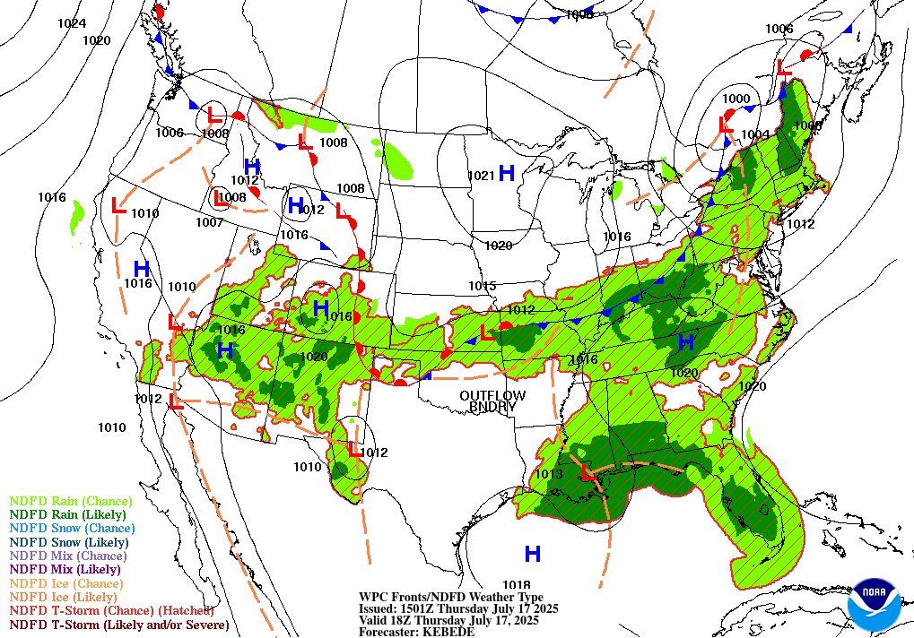 Day 1 (Thursday): Forecast Surface Map