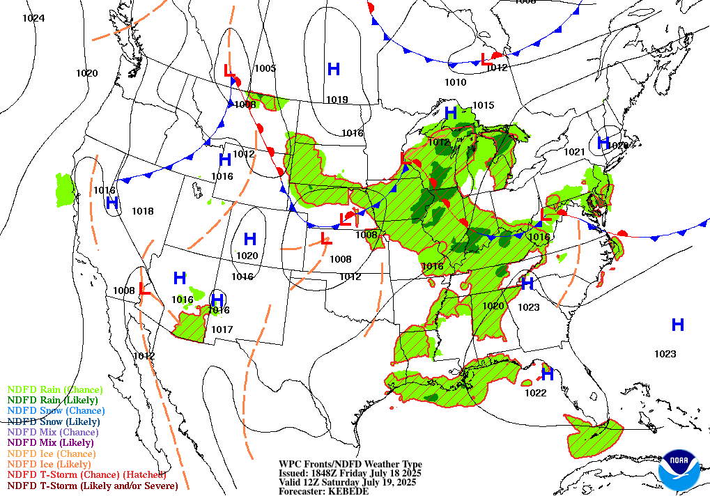 Day 2 (Saturday): Forecast Surface Map