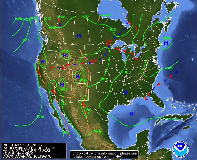 Day 5 (Tuesday): Forecast Surface Map