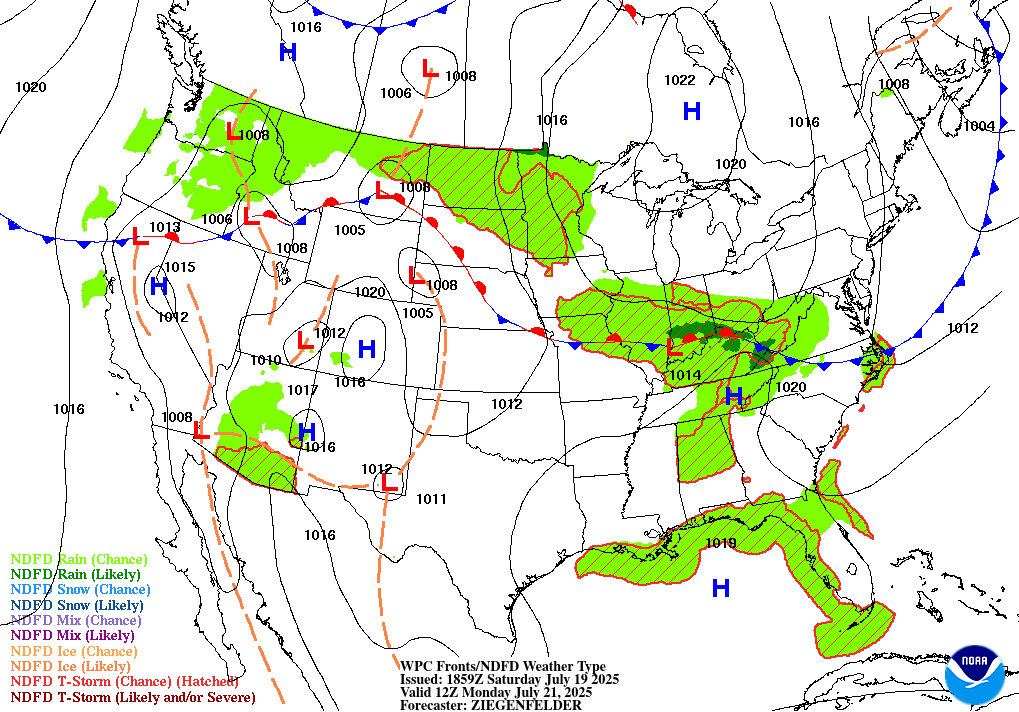 Day 3 (Monday): Forecast Surface Map