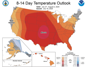 NOAA CPC 8 to 14 Day Temperature Probability Outlook